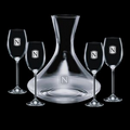 32 Oz. Crystalline Senderwood Carafe w/ 4 Wine Glasses